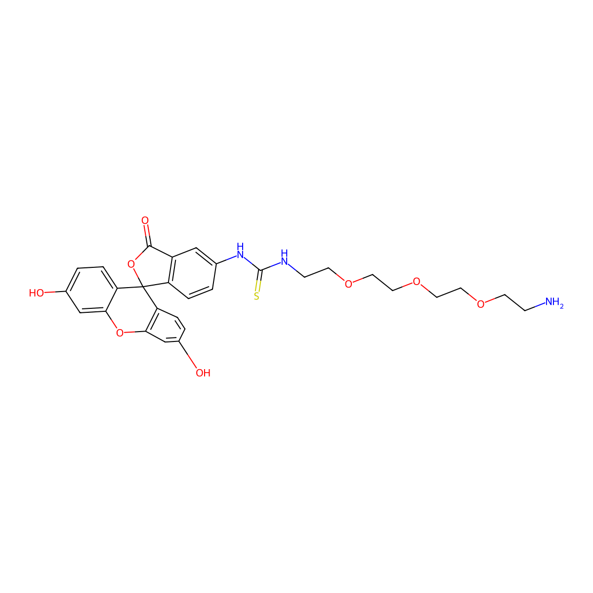Fluorescein-PEG3-Amine molecular structure, CAS 1807539-04-3