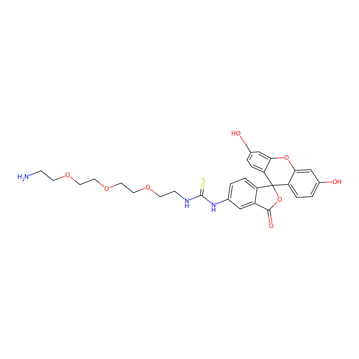Fluorescein-PEG3-Amine molecular structure, CAS 1807539-04-3