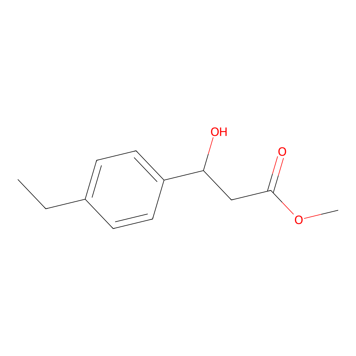 Methyl 3-(4-ethylphenyl)-3-hydroxypropanoate molecular structure, CAS 1807541-23-6