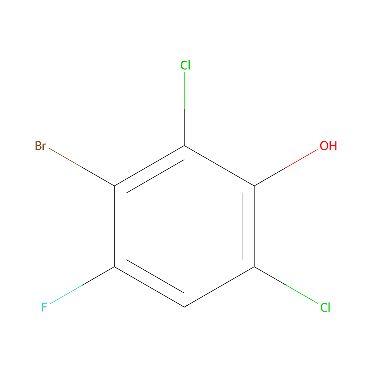 3-Bromo-2,6-dichloro-4-fluorophenol molecular structure, CAS 1807542-79-5