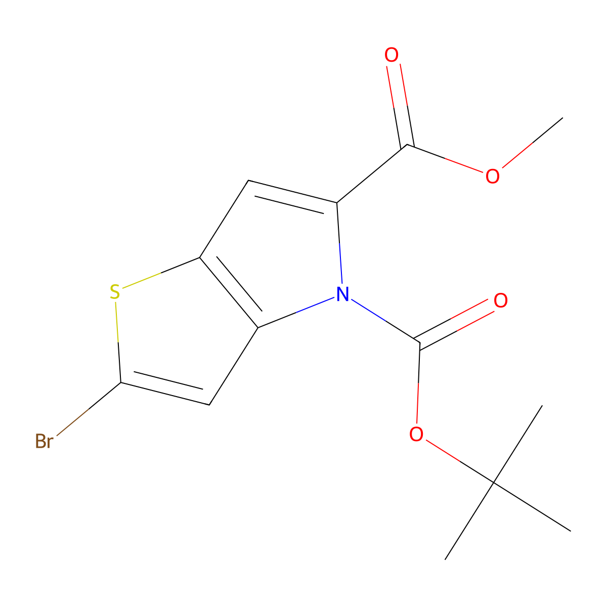4-tert-Butyl 5-methyl 2-bromo-4H-thieno[3,2-b]pyrrole-4,5-dicarboxylate molecular structure, CAS 1807542-86-4