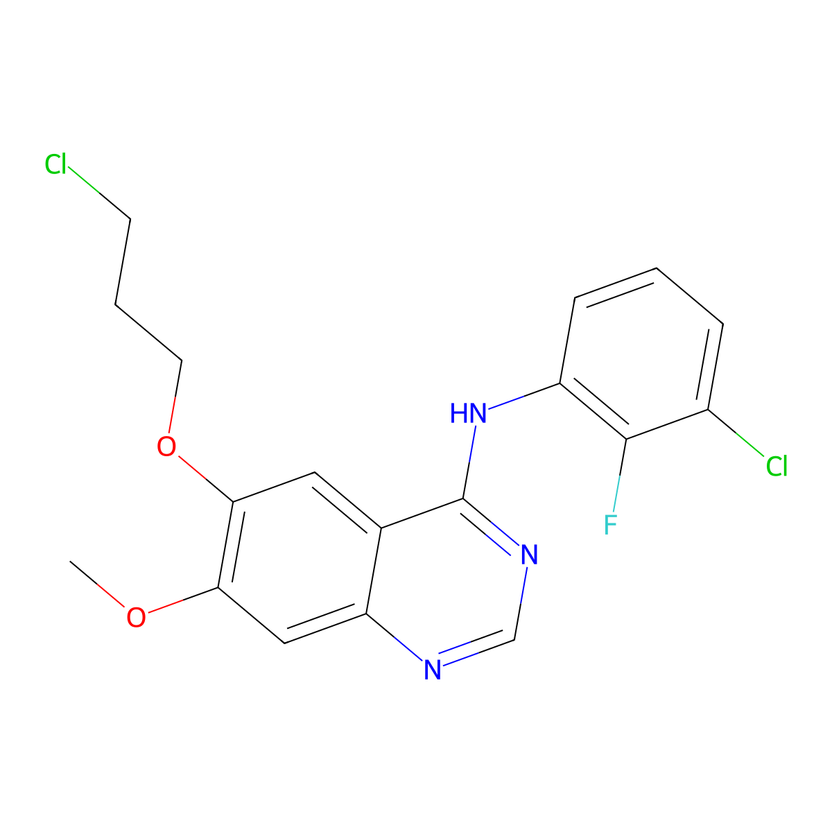 N-(3-Chloro-2-fluorophenyl)-6-(3-chloropropoxy)-7-methoxyquinazolin-4-amine molecular structure, CAS 1807546-70-8