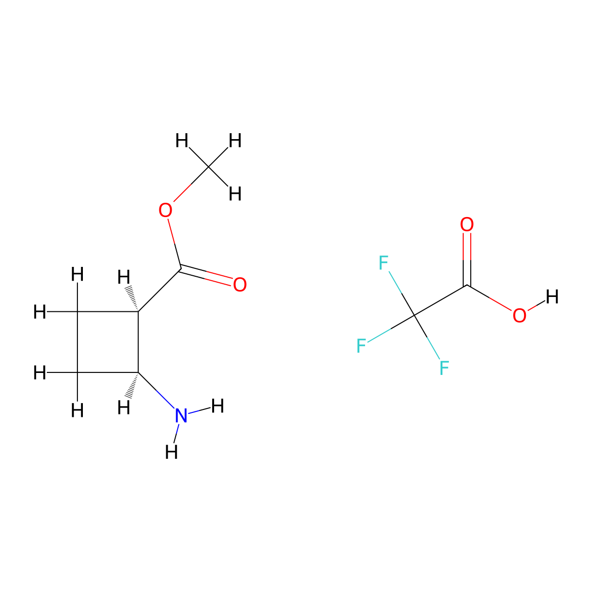 Methyl cis-2-aminocyclobutane-1-carboxylate; trifluoroacetic acid molecular structure, CAS 1807558-16-2
