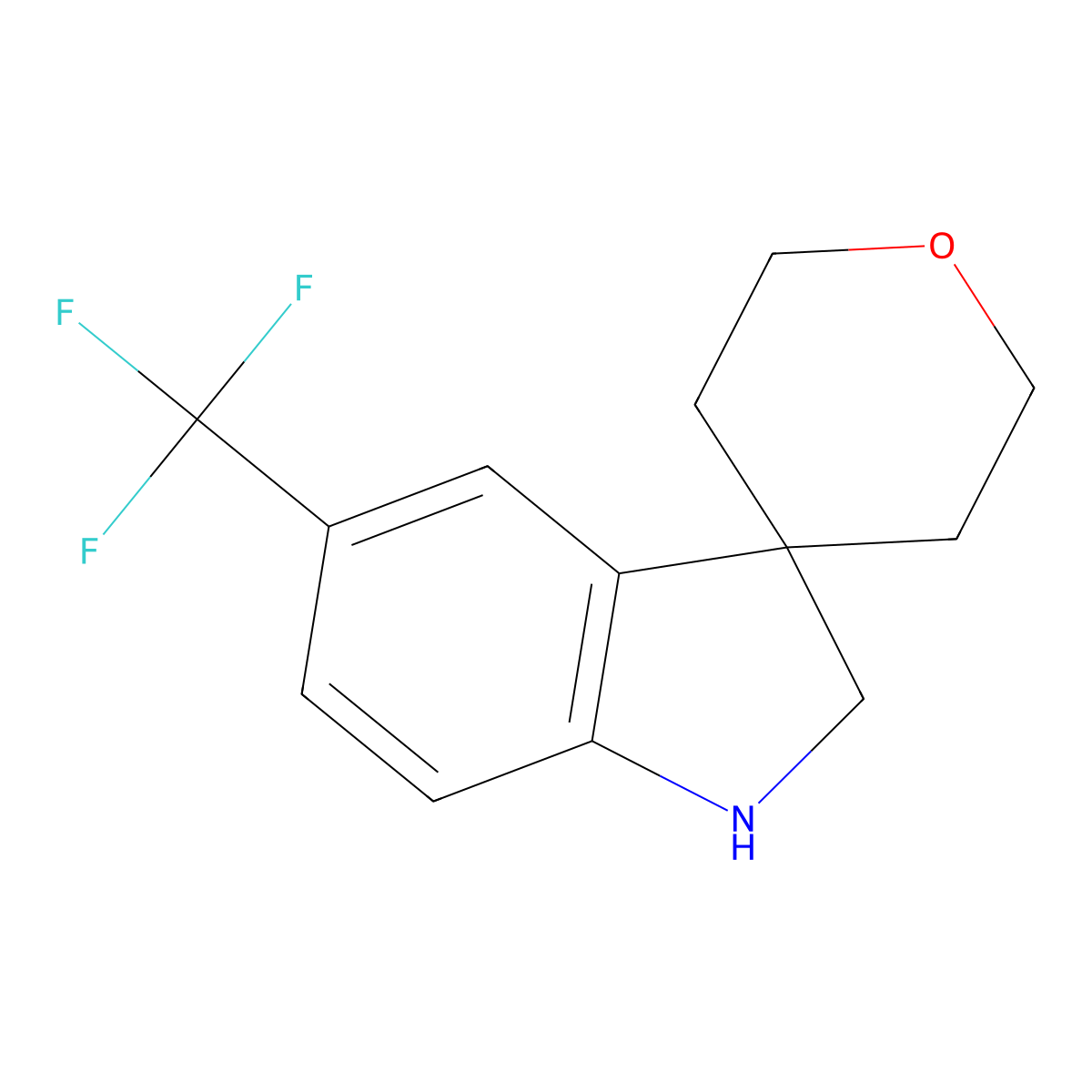 5-(Trifluoromethyl)-1,2-dihydrospiro[indole-3,4'-oxane] molecular structure, CAS 1807595-27-2