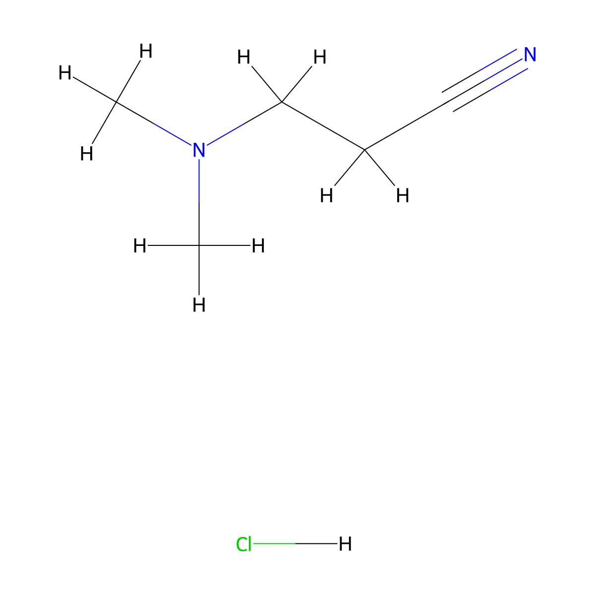 Dimethylaminopropionitrile hydrochloride molecular structure, CAS 18076-02-3