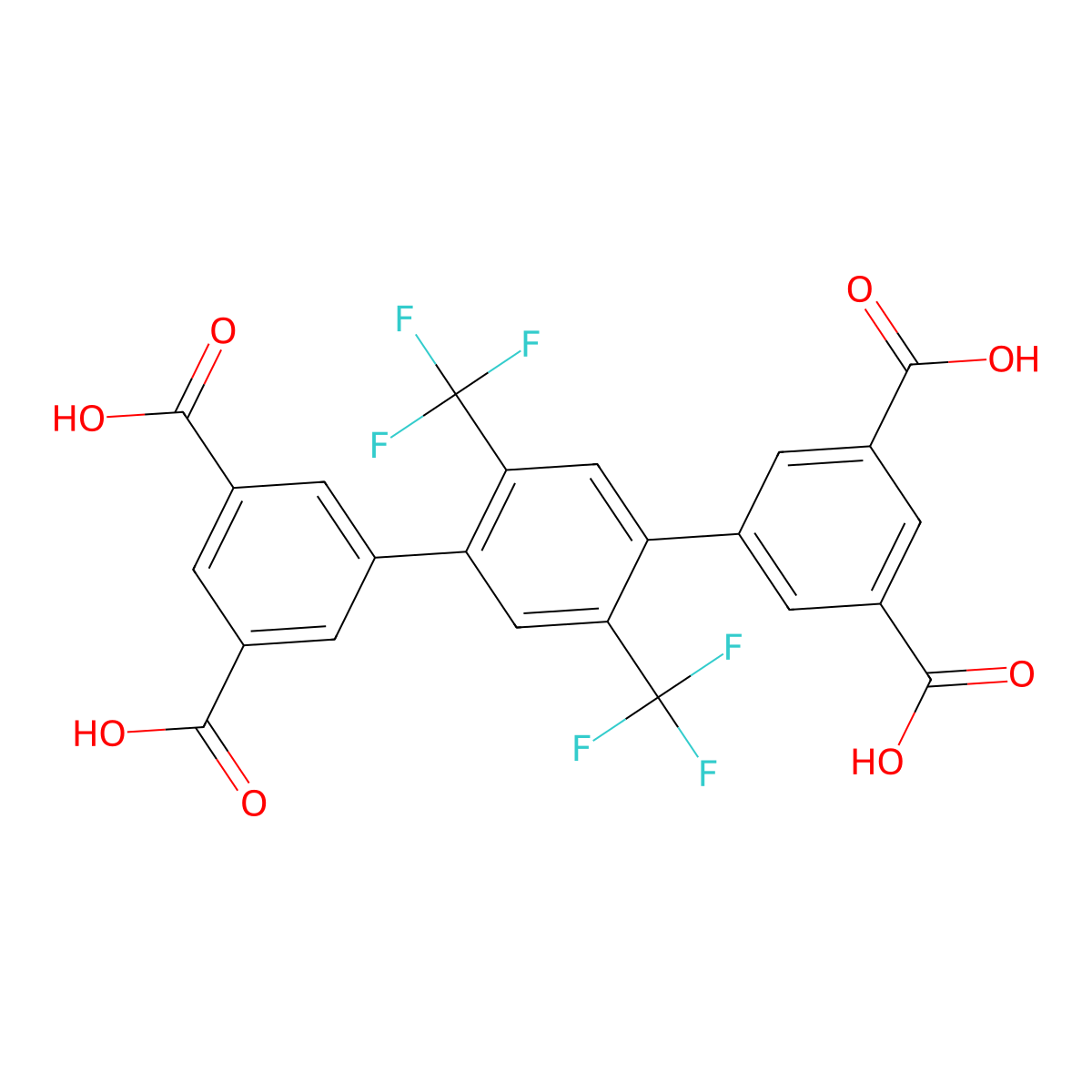 2',5'-Bis(trifluoromethyl)-[1,1':4',1''-terphenyl]-3,3'',5,5''-tetracarboxylic acid molecular structure, CAS 1807609-67-1