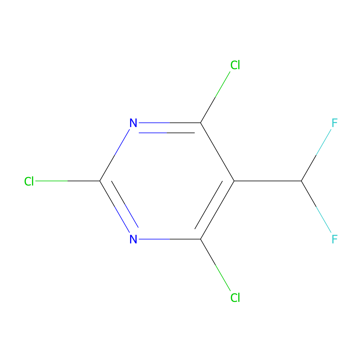 2,4,6-Trichloro-5-(difluoromethyl)pyrimidine molecular structure, CAS 1807617-93-1