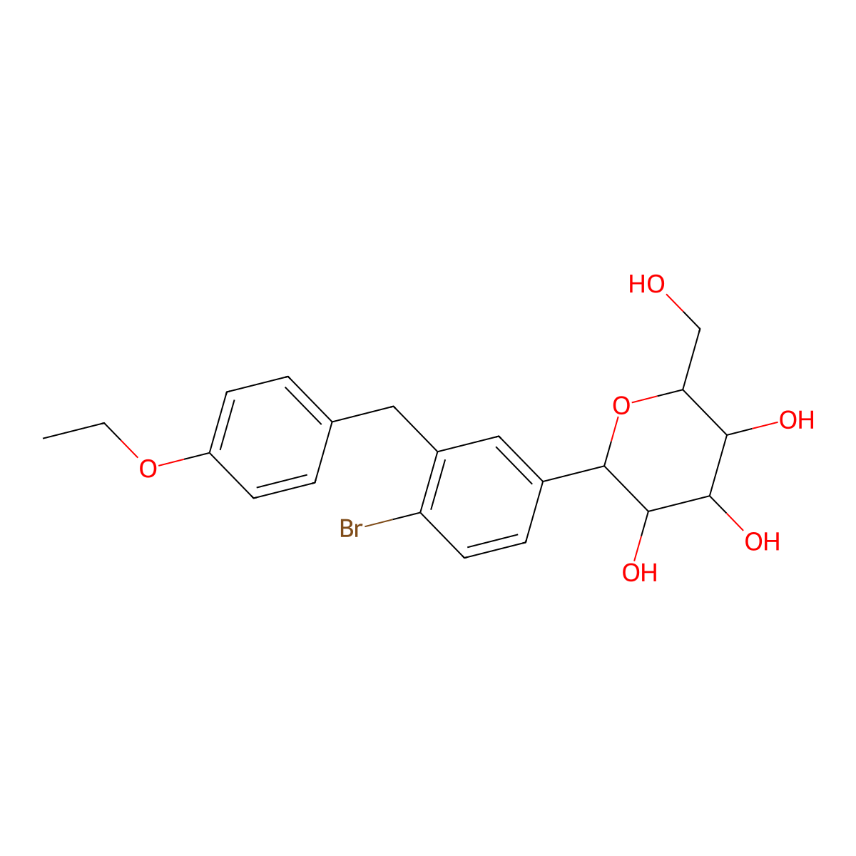 (1S)-1,5-Anhydro-1-C-[4-bromo-3-[(4-ethoxyphenyl)methyl]phenyl]-D-glucitol molecular structure, CAS 1807632-95-6