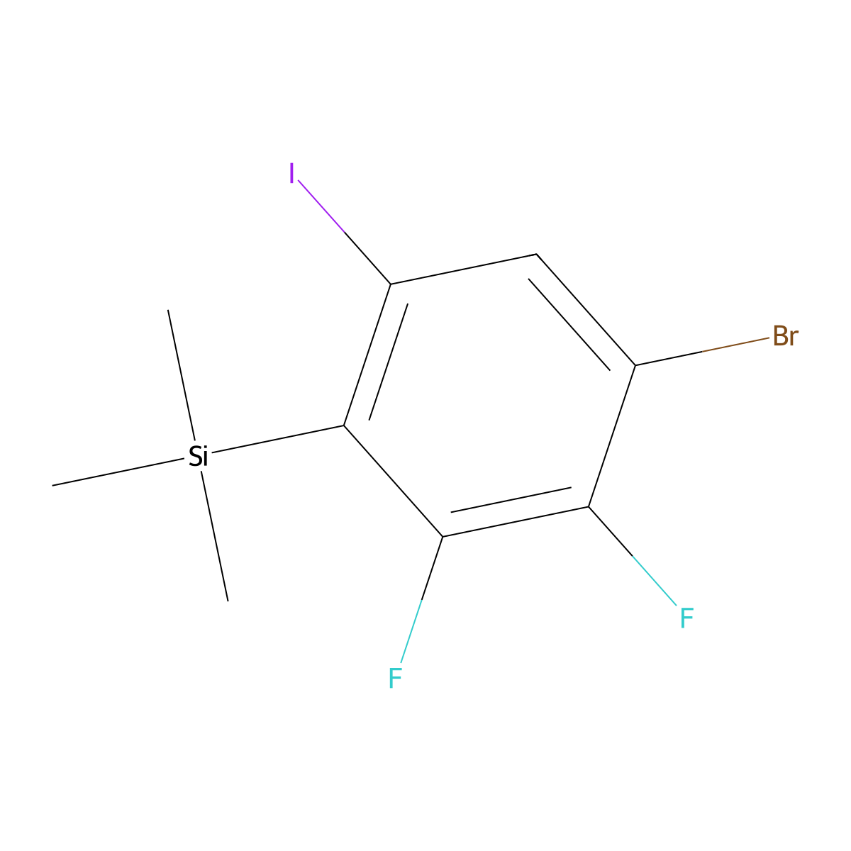 4-Bromo-2,3-difluoro-6-iodo-1-(trimethylsilyl)benzene molecular structure, CAS 1807646-35-0