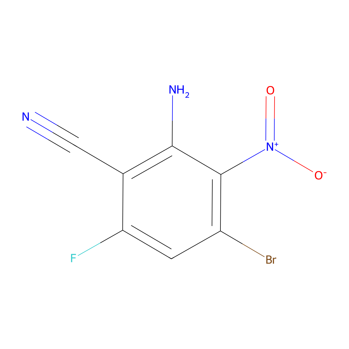 2-Amino-4-bromo-6-fluoro-3-nitro-benzonitrile molecular structure, CAS 1807698-28-7