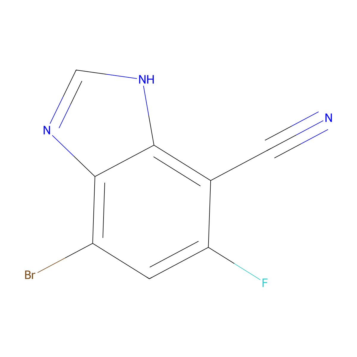 7-bromo-5-fluoro-1H-benzimidazole-4-carbonitrile molecular structure, CAS 1807698-29-8
