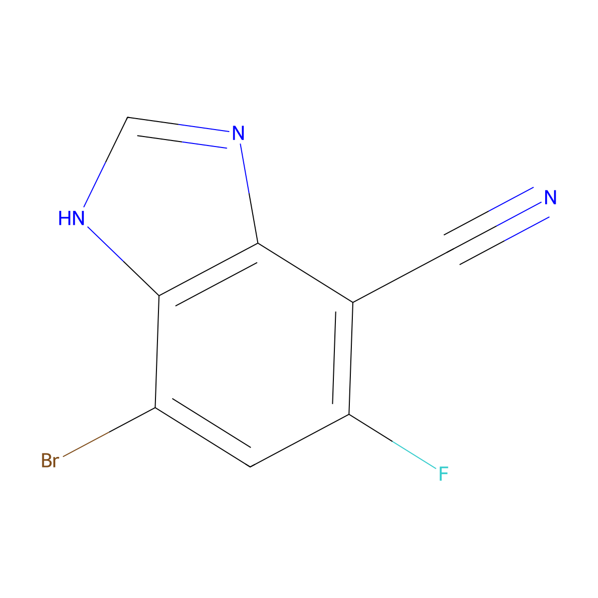 7-bromo-5-fluoro-1H-benzimidazole-4-carbonitrile molecular structure, CAS 1807698-29-8