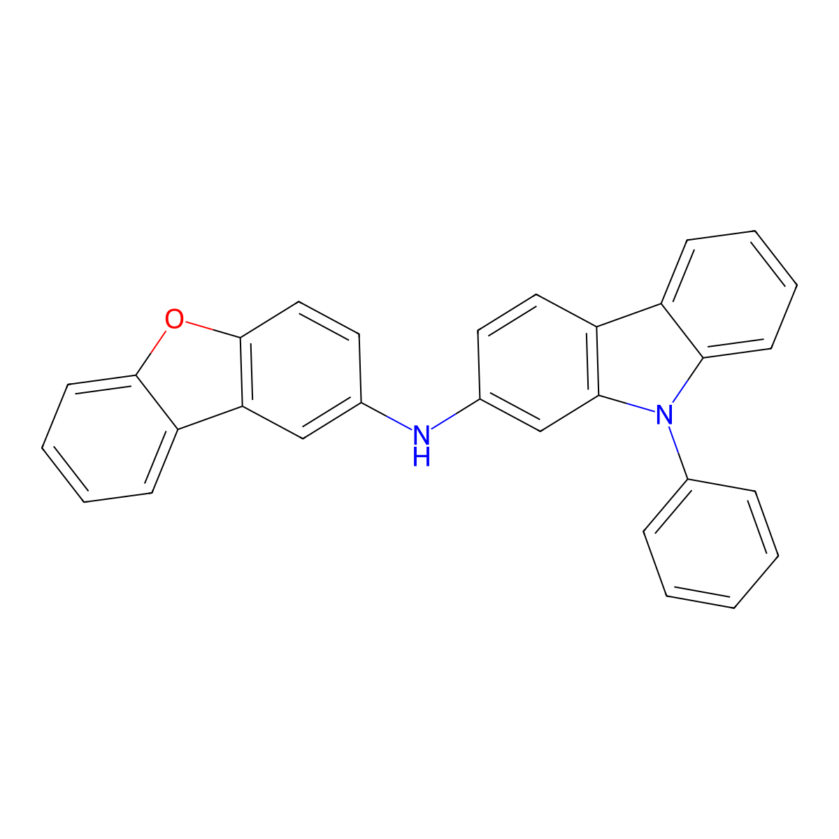 N-2-Dibenzofuranyl-9-phenyl-9H-carbazol-2-amine molecular structure, CAS 1807712-42-0