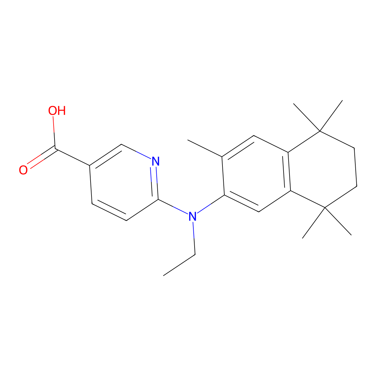 6-[Ethyl-(3,5,5,8,8-pentamethyl-6,7-dihydronaphthalen-2-yl)amino]pyridine-3-carboxylic acid molecular structure, CAS 1807740-94-8