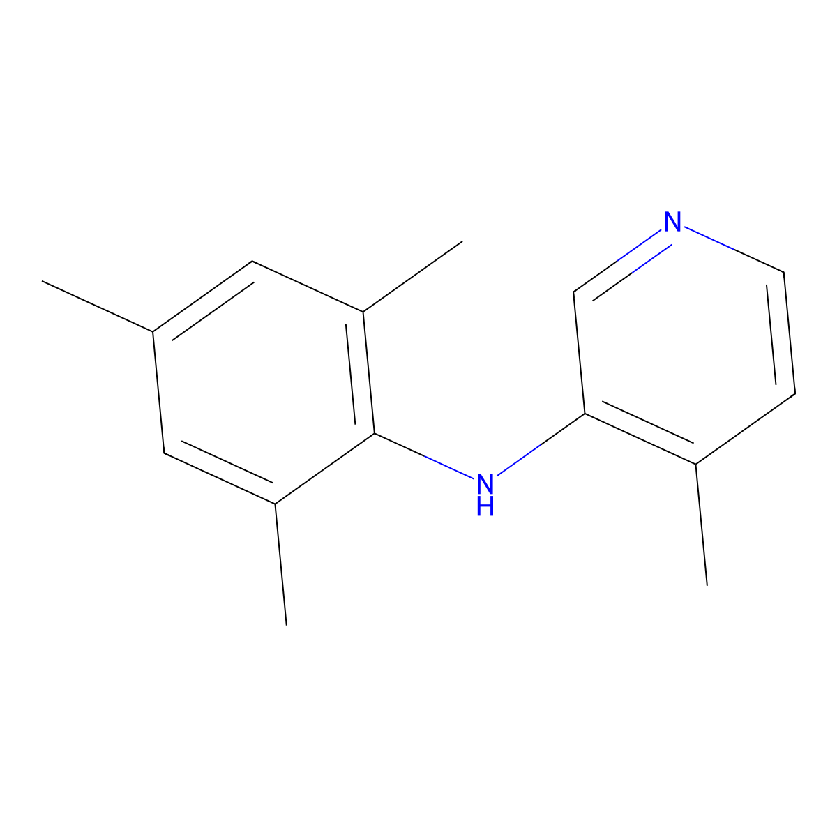 4-methyl-N-(2,4,6-trimethylphenyl)pyridin-3-amine molecular structure, CAS 1807752-94-8