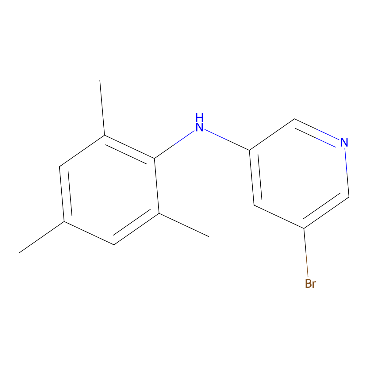 5-bromo-N-(2,4,6-trimethylphenyl)pyridin-3-amine molecular structure, CAS 1807752-96-0