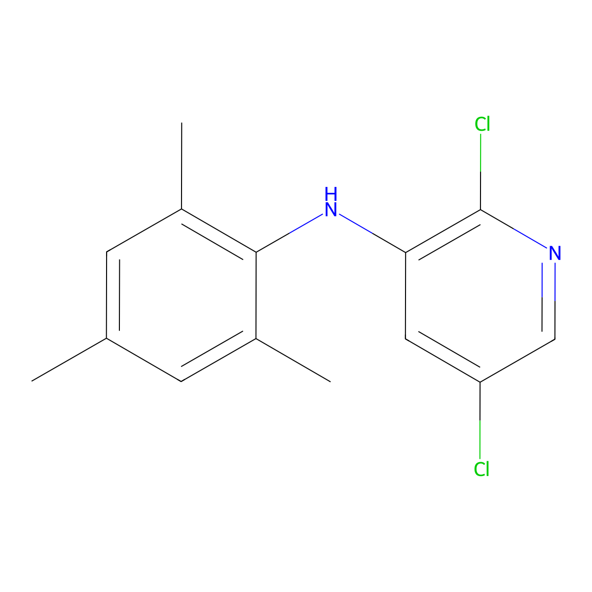 2,5-dichloro-N-(2,4,6-trimethylphenyl)pyridin-3-amine molecular structure, CAS 1807752-97-1