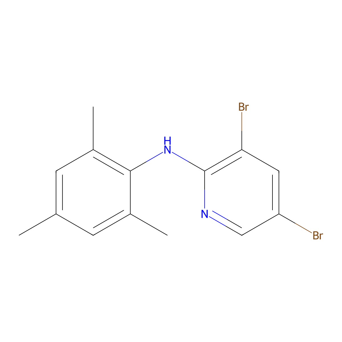 3,5-dibromo-N-(2,4,6-trimethylphenyl)pyridin-2-amine molecular structure, CAS 1807753-02-1