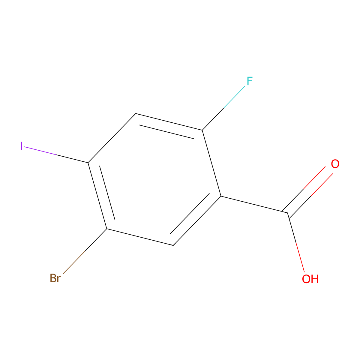 5-Bromo-2-fluoro-4-iodobenzoic acid molecular structure, CAS 1807757-08-9