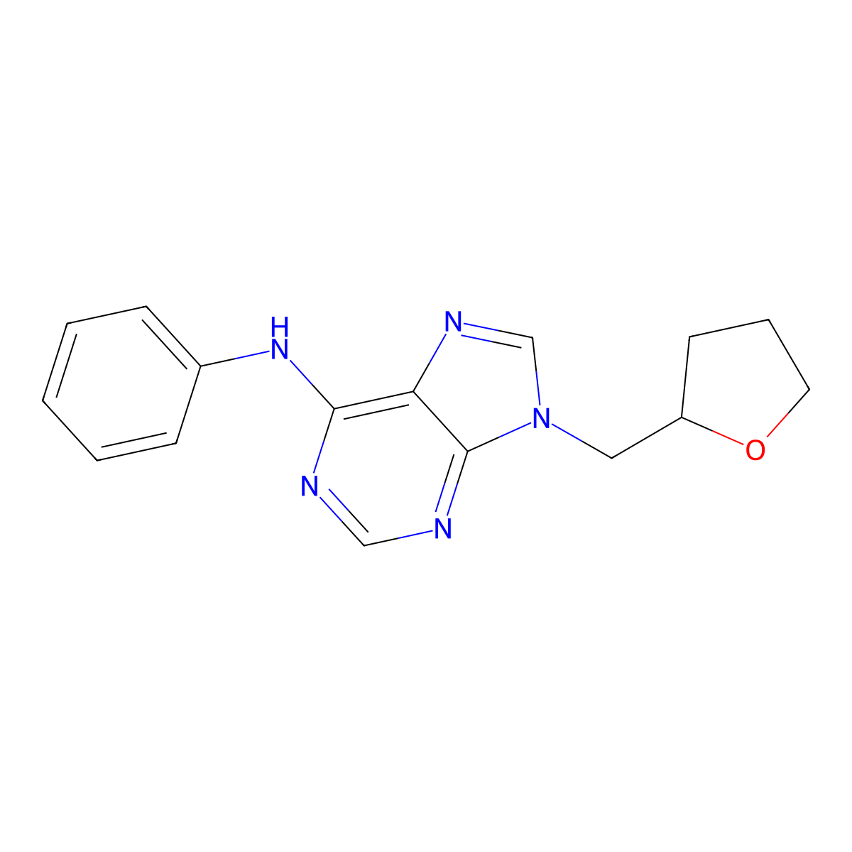 9-[(oxolan-2-yl)methyl]-N-phenyl-9H-purin-6-amine molecular structure, CAS 1807765-40-7