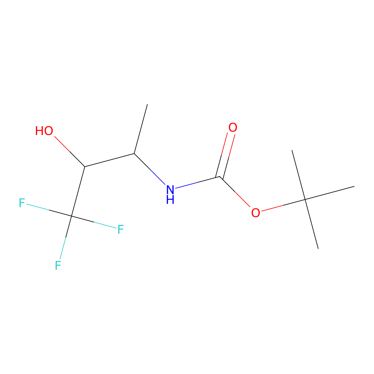 tert-butyl N-(4,4,4-trifluoro-3-hydroxybutan-2-yl)carbamate molecular structure, CAS 180778-94-3