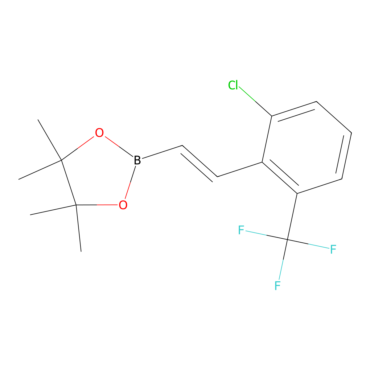 (E)-2-(2-Chloro-6-(trifluoromethyl)styryl)-4,4,5,5-tetramethyl-1,3,2-dioxaborolane molecular structure, CAS 1807792-38-6