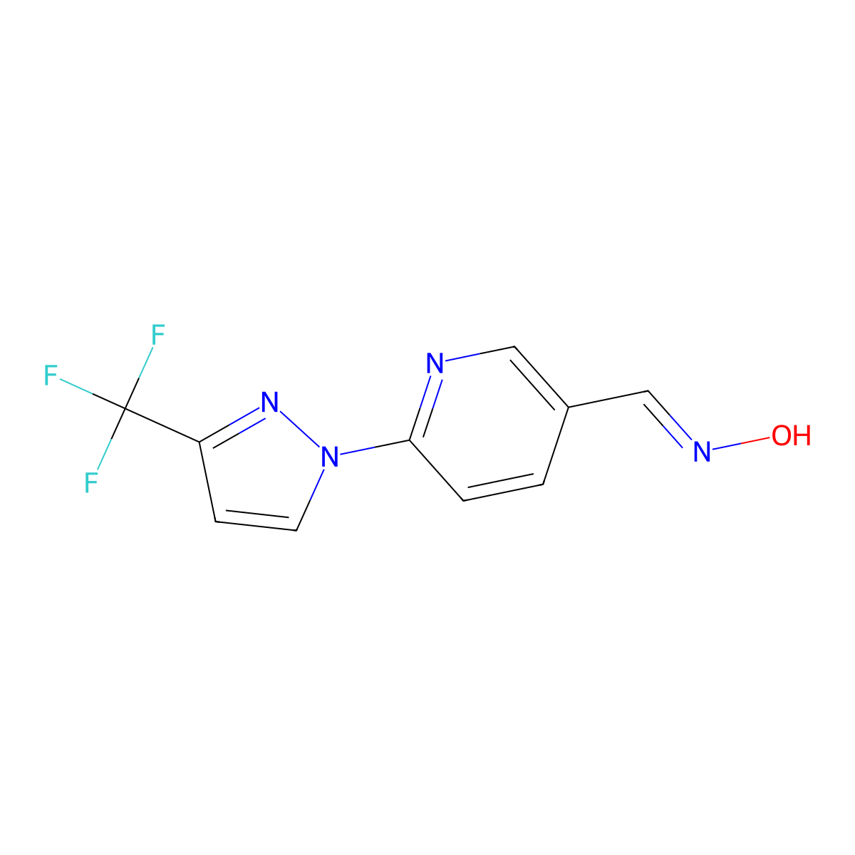 N-({6-[3-(trifluoromethyl)-1H-pyrazol-1-yl]pyridin-3-yl}methylidene)hydroxylamine molecular structure, CAS 1807797-09-6