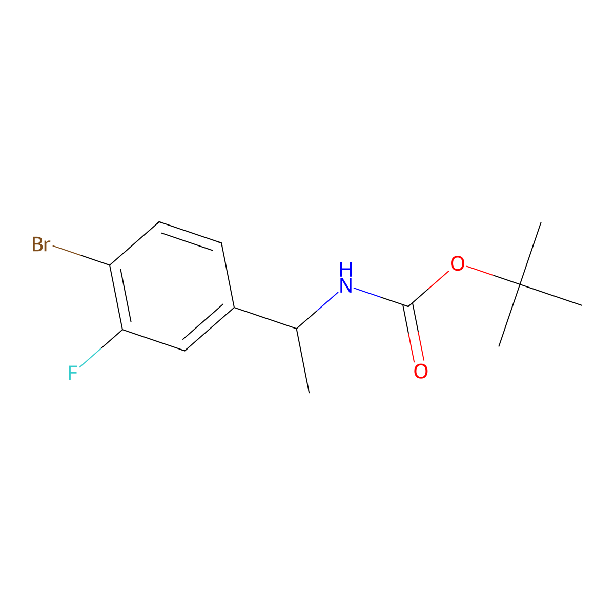 tert-butyl N-[1-(4-bromo-3-fluorophenyl)ethyl]carbamate molecular structure, CAS 1807849-10-0