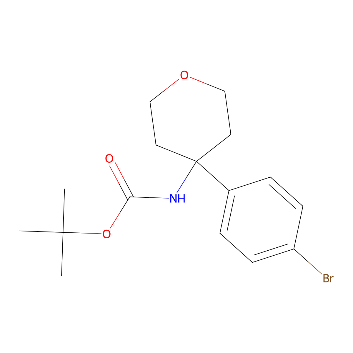 tert-butyl N-[4-(4-bromophenyl)oxan-4-yl]carbamate molecular structure, CAS 1807849-53-1