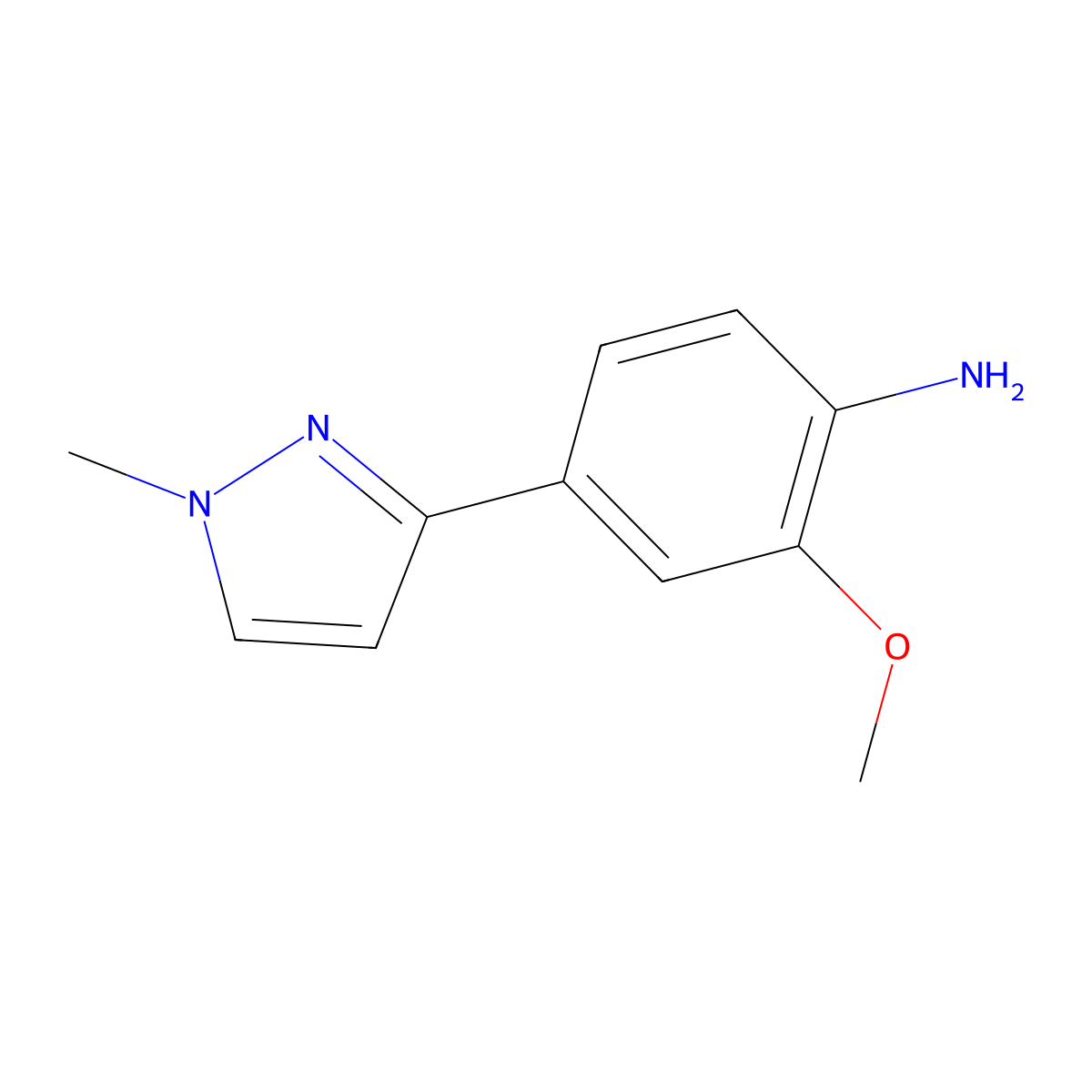 2-Methoxy-4-(1-methyl-1H-pyrazol-3-yl)benzenamine molecular structure, CAS 1807871-92-6