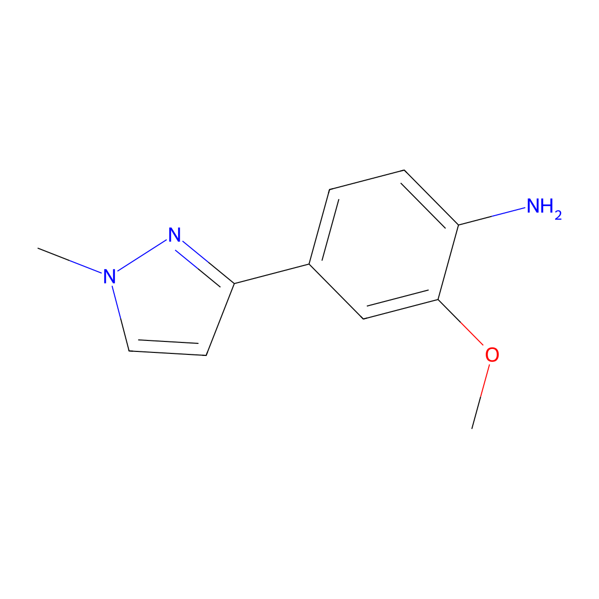 2-Methoxy-4-(1-methyl-1H-pyrazol-3-yl)benzenamine molecular structure, CAS 1807871-92-6