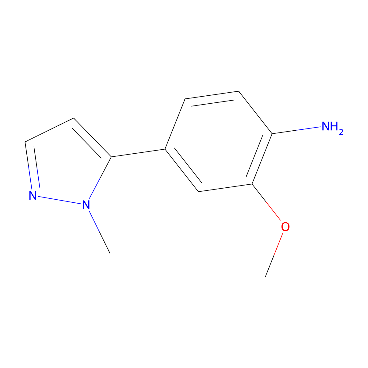 2-methoxy-4-(1-methyl-1H-pyrazol-5-yl)aniline molecular structure, CAS 1807871-93-7