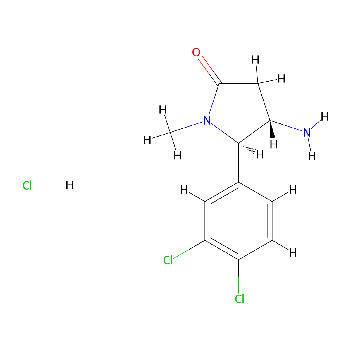 rac-(4R,5S)-4-amino-5-(3,4-dichlorophenyl)-1-methylpyrrolidin-2-one hydrochloride, trans molecular structure, CAS 1807882-37-6