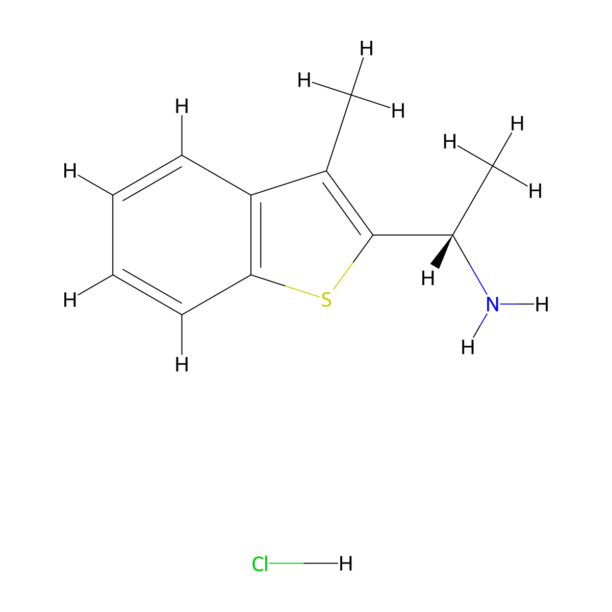 (1S)-1-(3-methyl-1-benzothiophen-2-yl)ethan-1-amine hydrochloride molecular structure, CAS 1807882-38-7