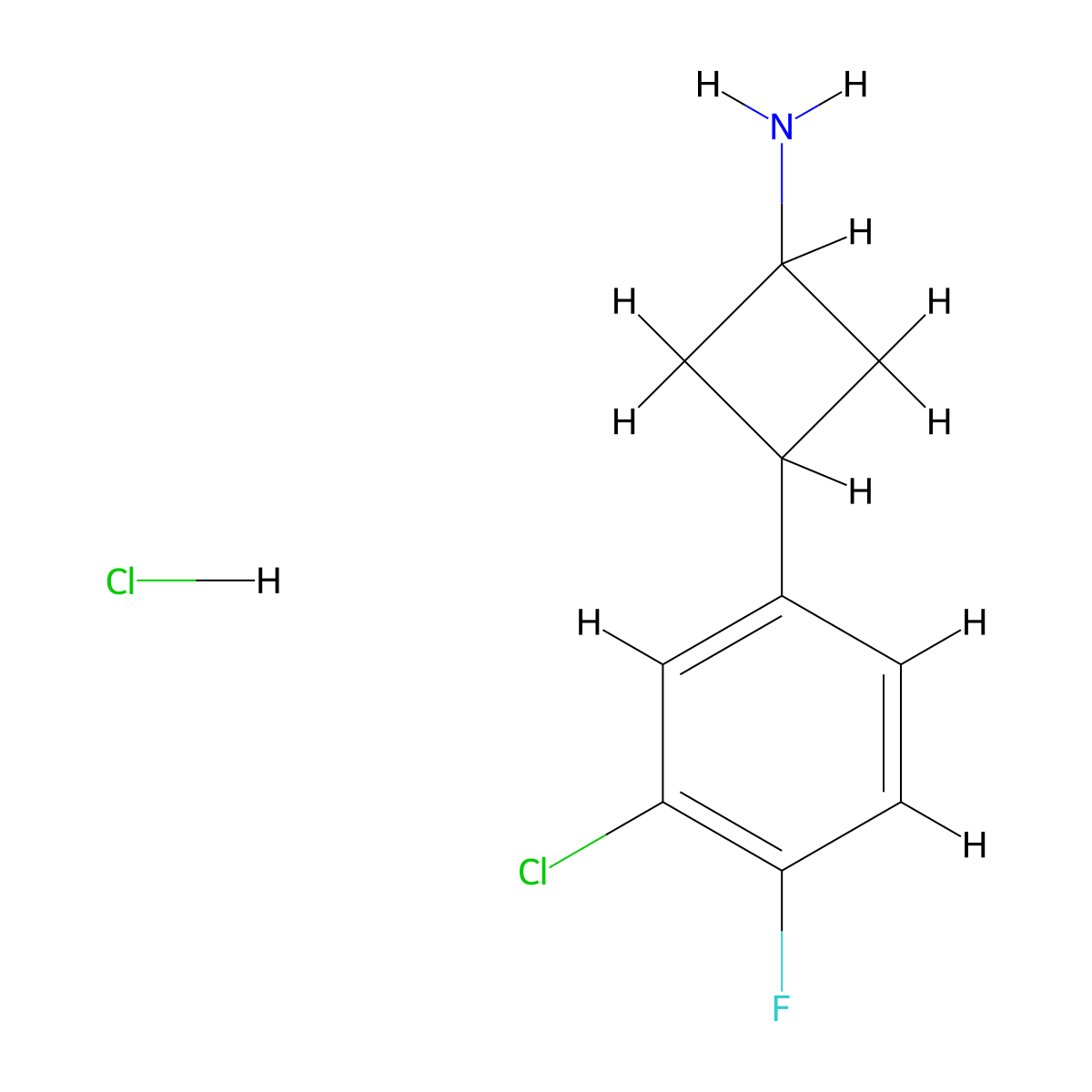 3-(3-Chloro-4-fluorophenyl)cyclobutan-1-amine hydrochloride molecular structure, CAS 1807885-00-2