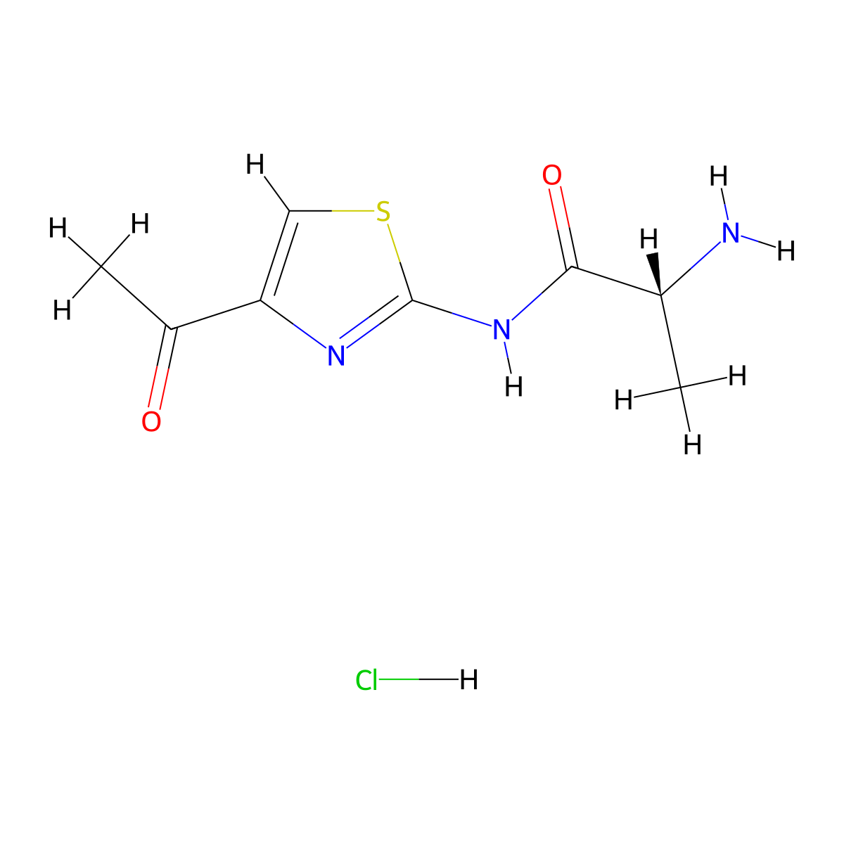 (2R)-N-(4-acetyl-1,3-thiazol-2-yl)-2-aminopropanamide hydrochloride molecular structure, CAS 1807885-03-5