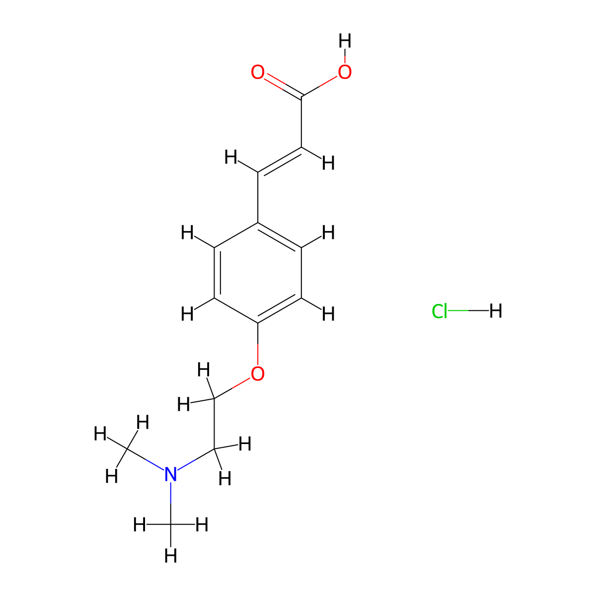 3-{4-[2-(Dimethylamino)ethoxy]phenyl}prop-2-enoic acid hydrochloride molecular structure, CAS 1807885-04-6