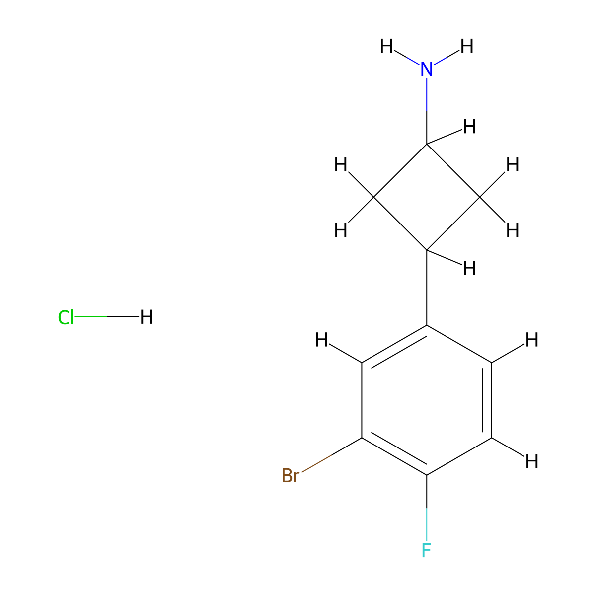3-(3-Bromo-4-fluorophenyl)cyclobutan-1-amine hydrochloride molecular structure, CAS 1807885-05-7