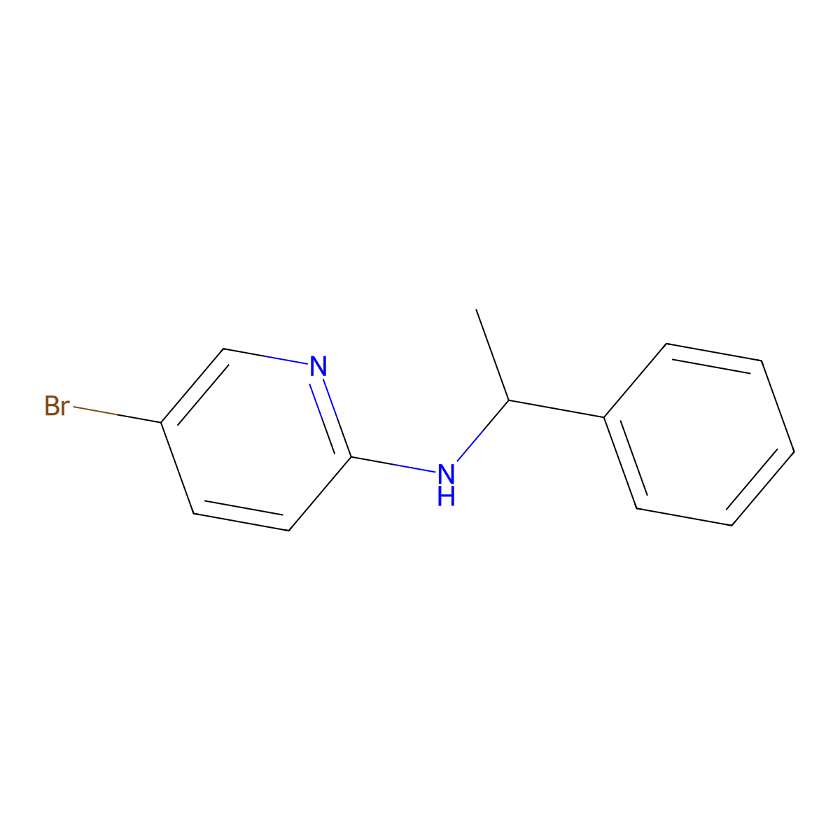 5-bromo-N-[(1S)-1-phenylethyl]pyridin-2-amine molecular structure, CAS 1807885-10-4