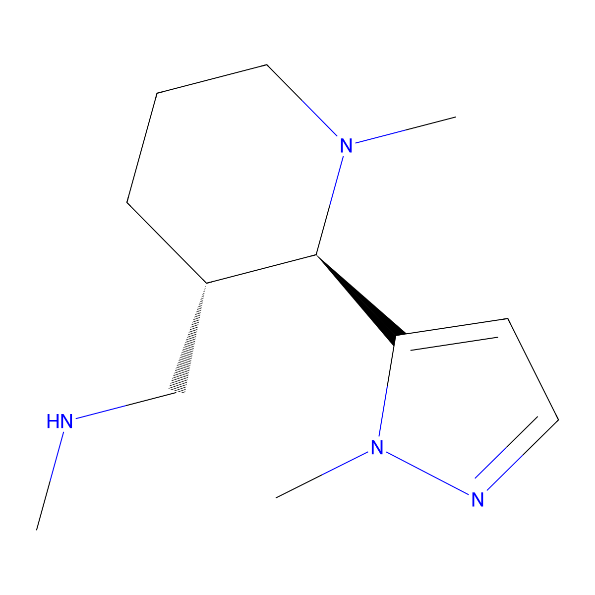rac-methyl((((2R,3S)-1-methyl-2-(1-methyl-1H-pyrazol-5-yl)piperidin-3-yl)methyl))amine molecular structure, CAS 1807885-19-3