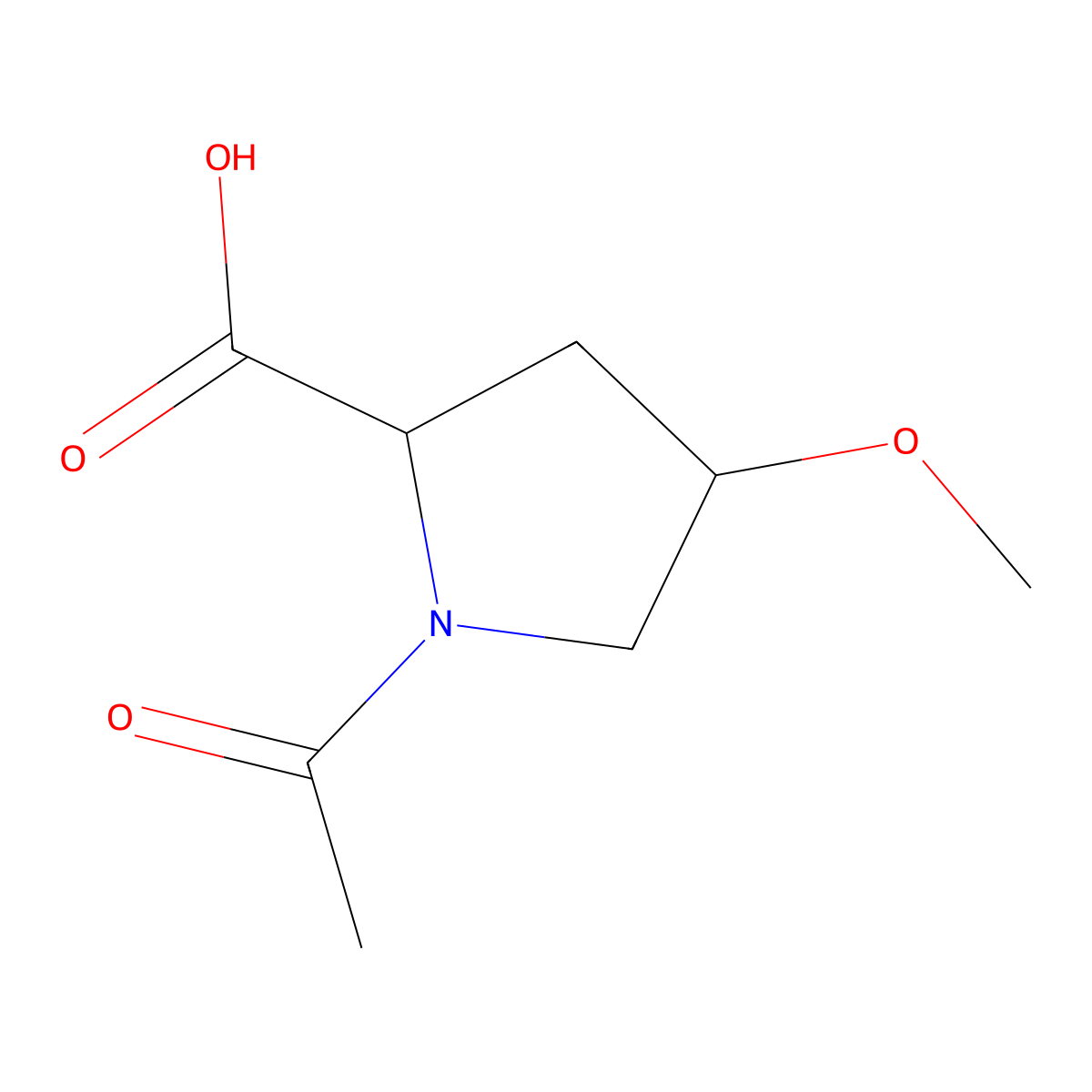 (2R,4S)-1-acetyl-4-methoxypyrrolidine-2-carboxylic acid molecular structure, CAS 1807885-24-0