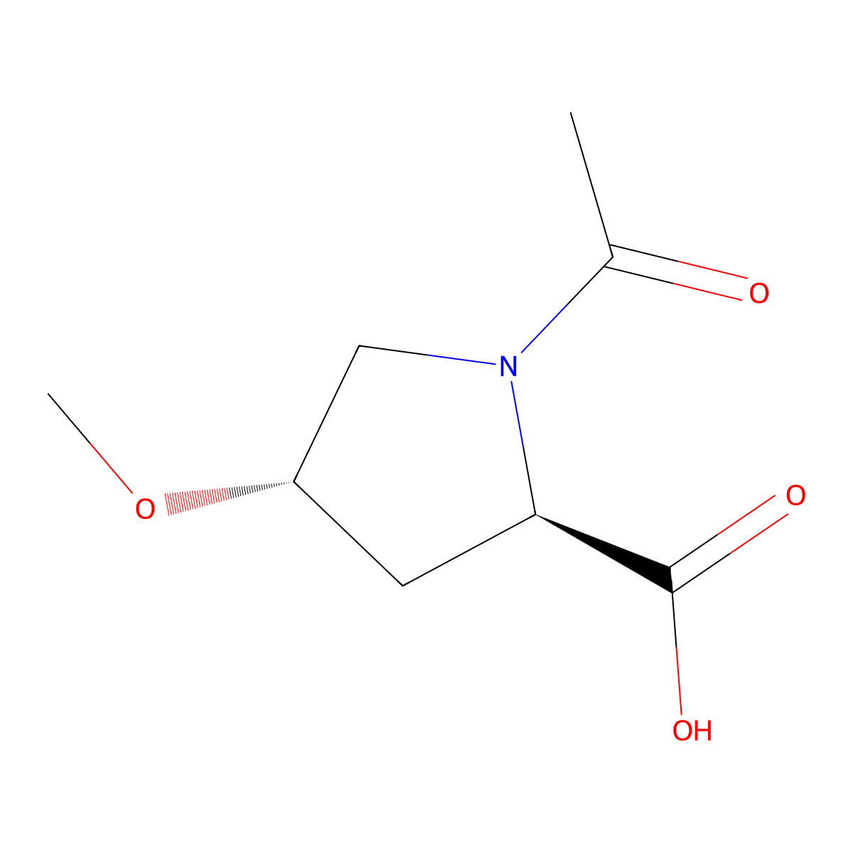 (2R,4S)-1-acetyl-4-methoxypyrrolidine-2-carboxylic acid molecular structure, CAS 1807885-24-0