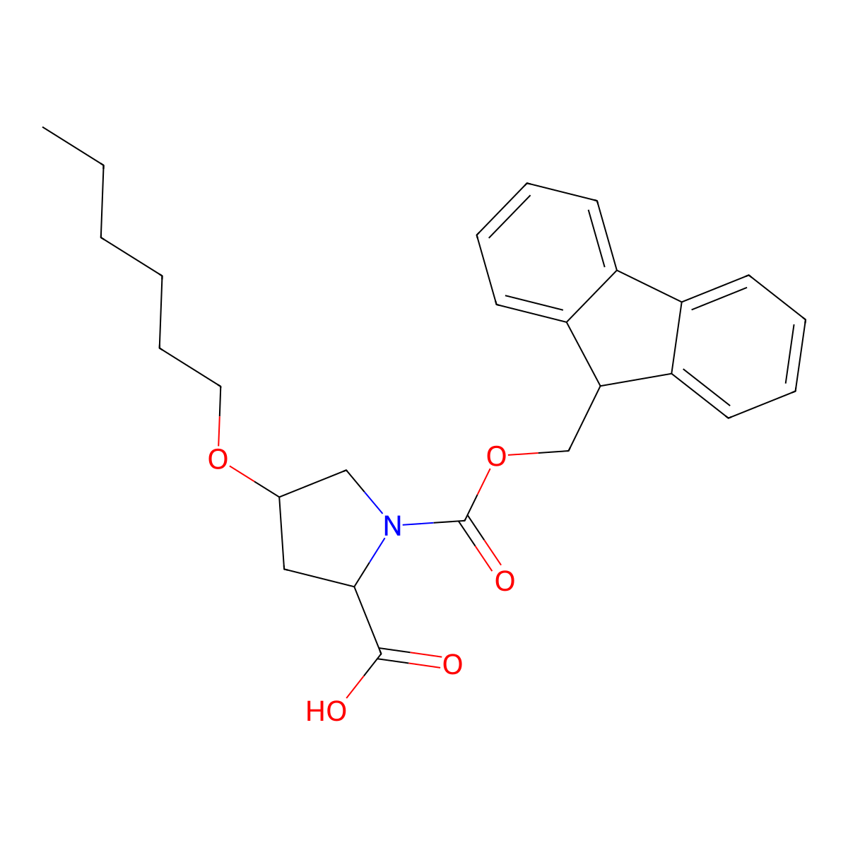 (4R)-1-Fmoc-4-hexyloxy-L-proline molecular structure, CAS 1807886-30-1