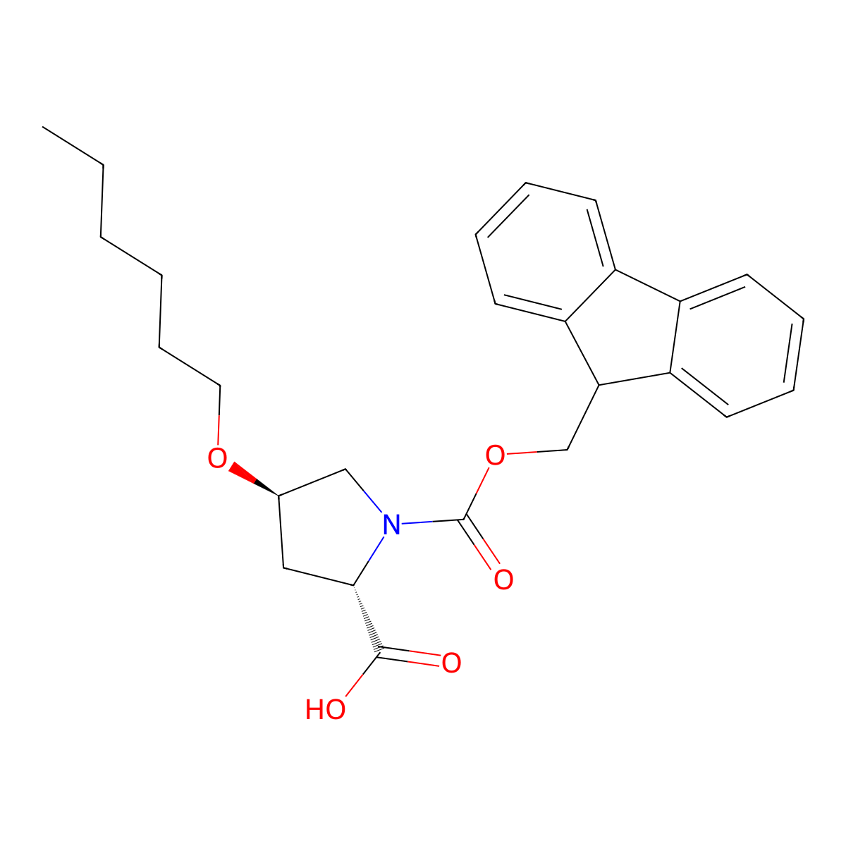 (4R)-1-Fmoc-4-hexyloxy-L-proline molecular structure, CAS 1807886-30-1