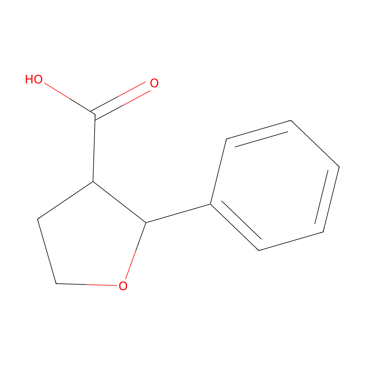 rac-(2R,3R)-2-phenyloxolane-3-carboxylic acid molecular structure, CAS 1807888-00-1