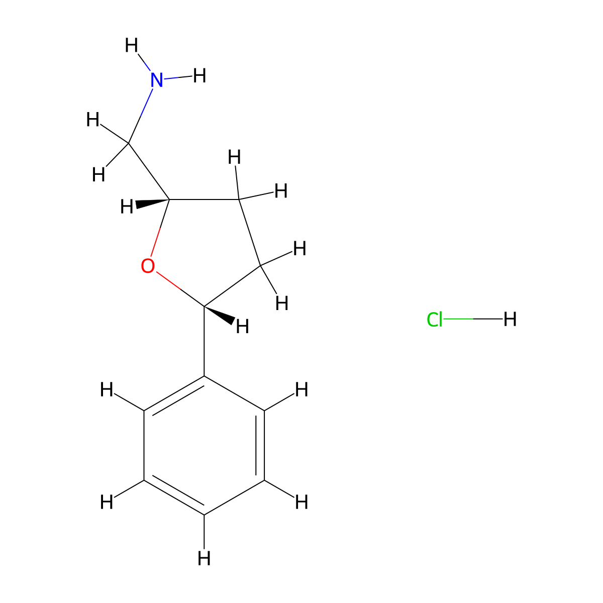 Rac-[(2R,5S)-5-phenyloxolan-2-yl]methanamine hydrochloride molecular structure, CAS 1807891-08-2