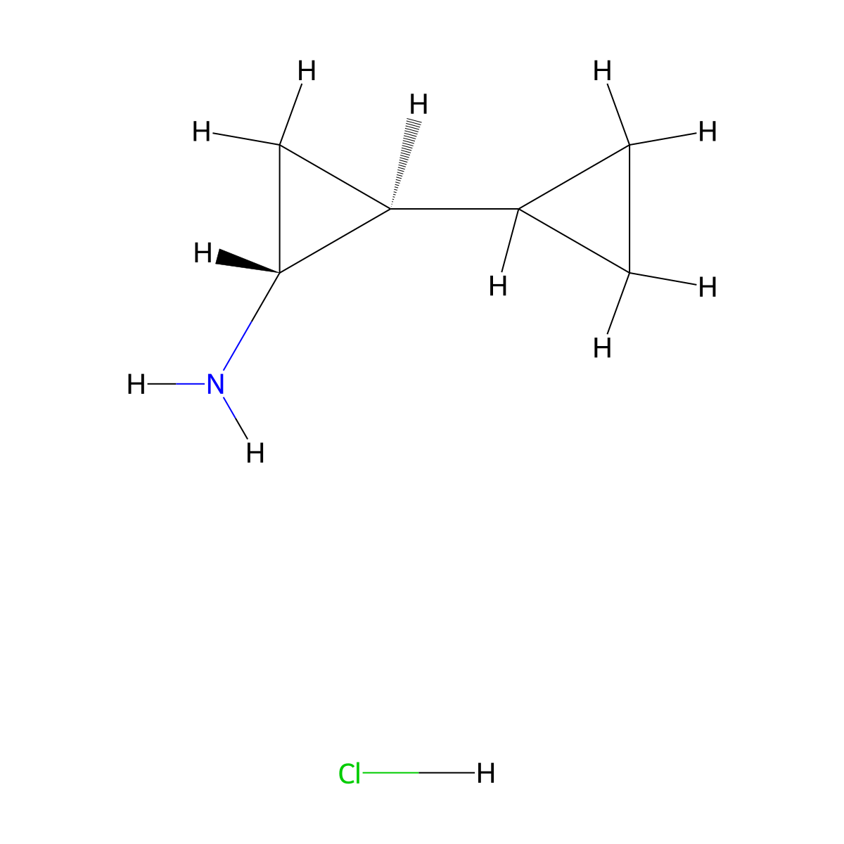 trans-2-Cyclopropylcyclopropan-1-amine hydrochloride molecular structure, CAS 1807891-14-0