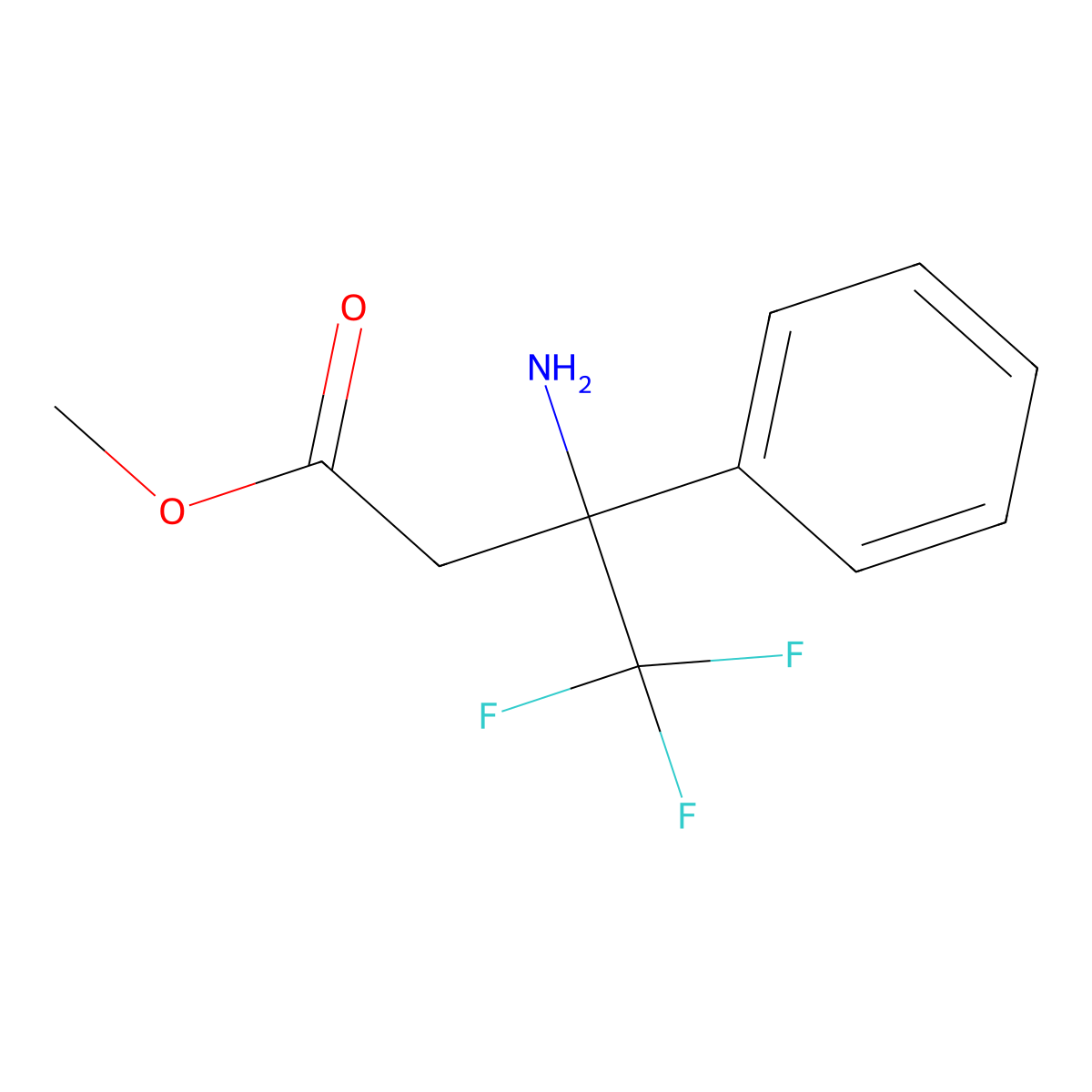 Methyl 3-amino-4,4,4-trifluoro-3-phenylbutanoate molecular structure, CAS 1807893-46-4