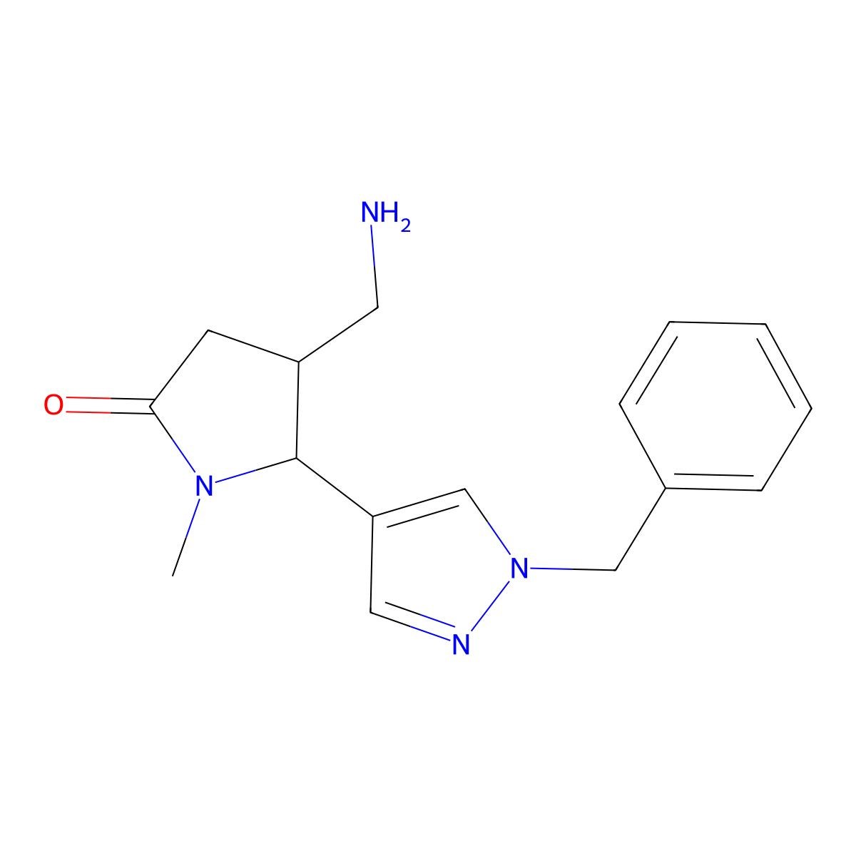 (4R,5S)-4-(Aminomethyl)-5-(1-benzylpyrazol-4-yl)-1-methylpyrrolidin-2-one molecular structure, CAS 1807895-88-0