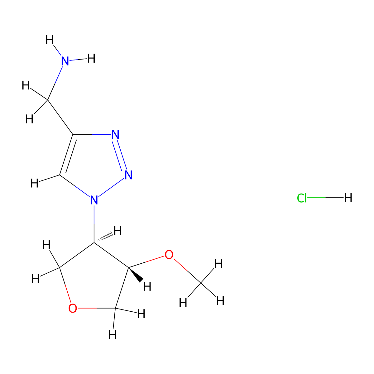 rac-(1-((3R,4S)-4-methoxyoxolan-3-yl)-1H-1,2,3-triazol-4-yl)methanamine hydrochloride molecular structure, CAS 1807895-90-4